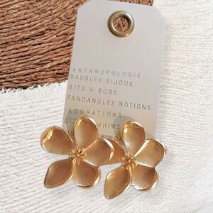 Gold Plumeria Flower Earrings